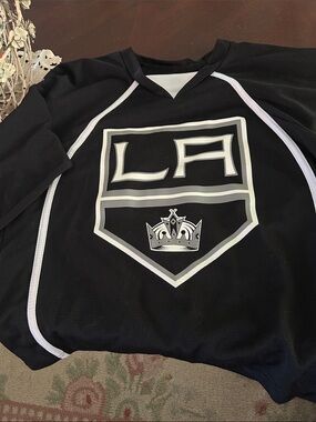 Kids Black Hockey-Style Jersey with White Trim